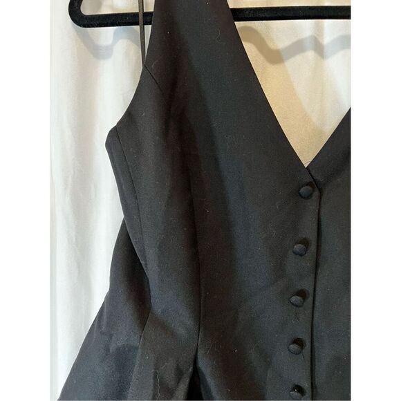 Reformation Women's Black Open Back Button-Down Peplum Summer Top Size 10 NWOT - Picture 7 of 11